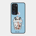 Cartoon Milk Tea We Bare Bears Glossy Metal Case Cover For Vivo Y29 5G