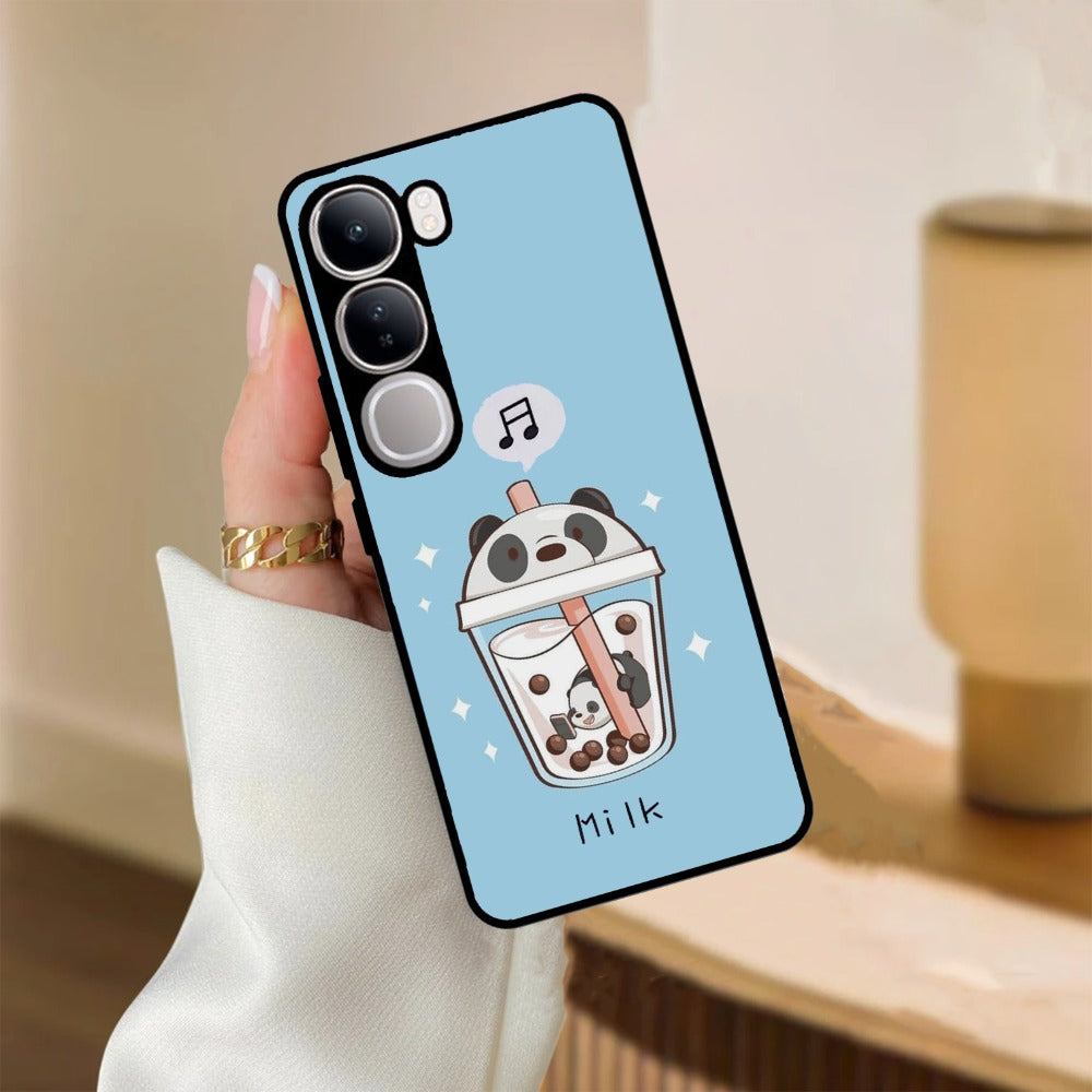 Cartoon Milk Tea We Bare Bears Glossy Metal Case Cover For Vivo