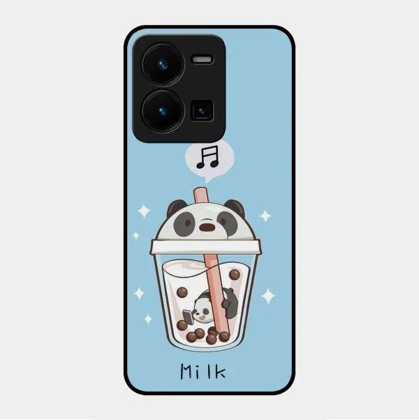 Cartoon Milk Tea We Bare Bears Glossy Metal Case Cover For Vivo Y35