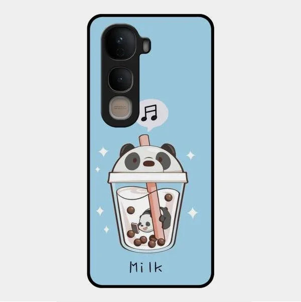 Cartoon Milk Tea We Bare Bears Glossy Metal Case Cover For Vivo Y400 5G
