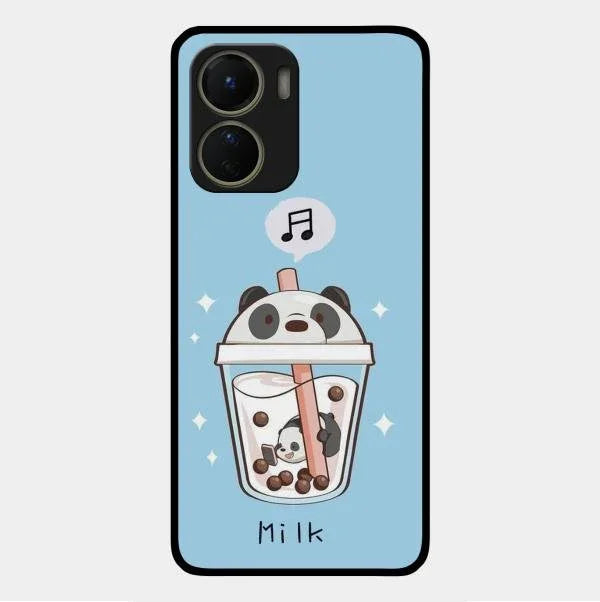 Cartoon Milk Tea We Bare Bears Glossy Metal Case Cover For Vivo Y56 5G