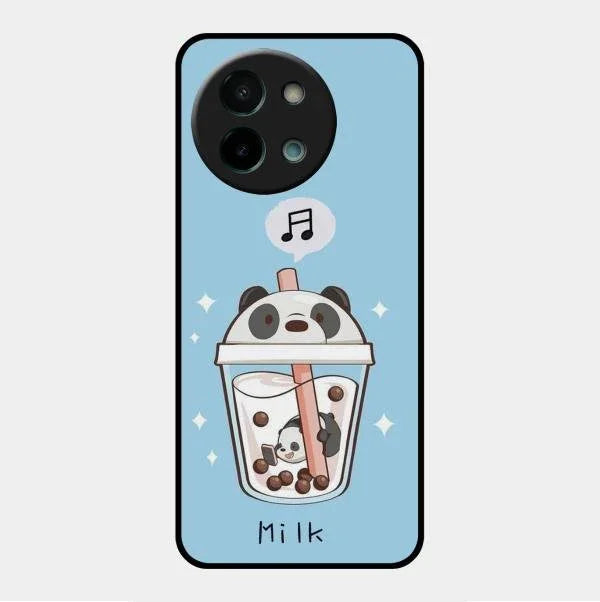 Cartoon Milk Tea We Bare Bears Glossy Metal Case Cover For Vivo Y58 5G