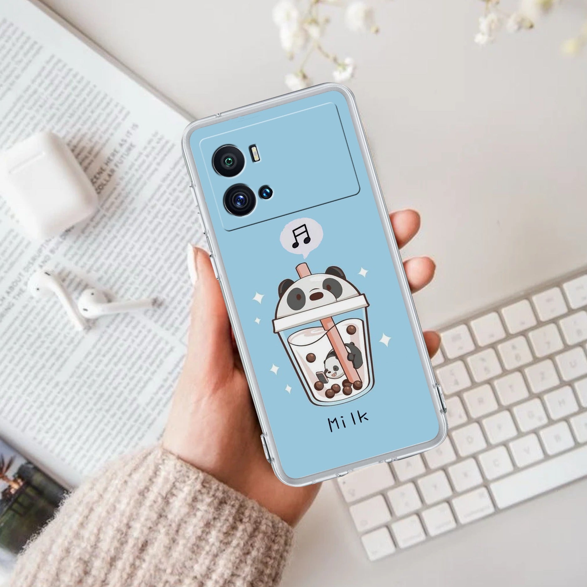 Cartoon Milk Tea We Bare Bears Silicon Case For iQOO Neo 7 Pro 5G