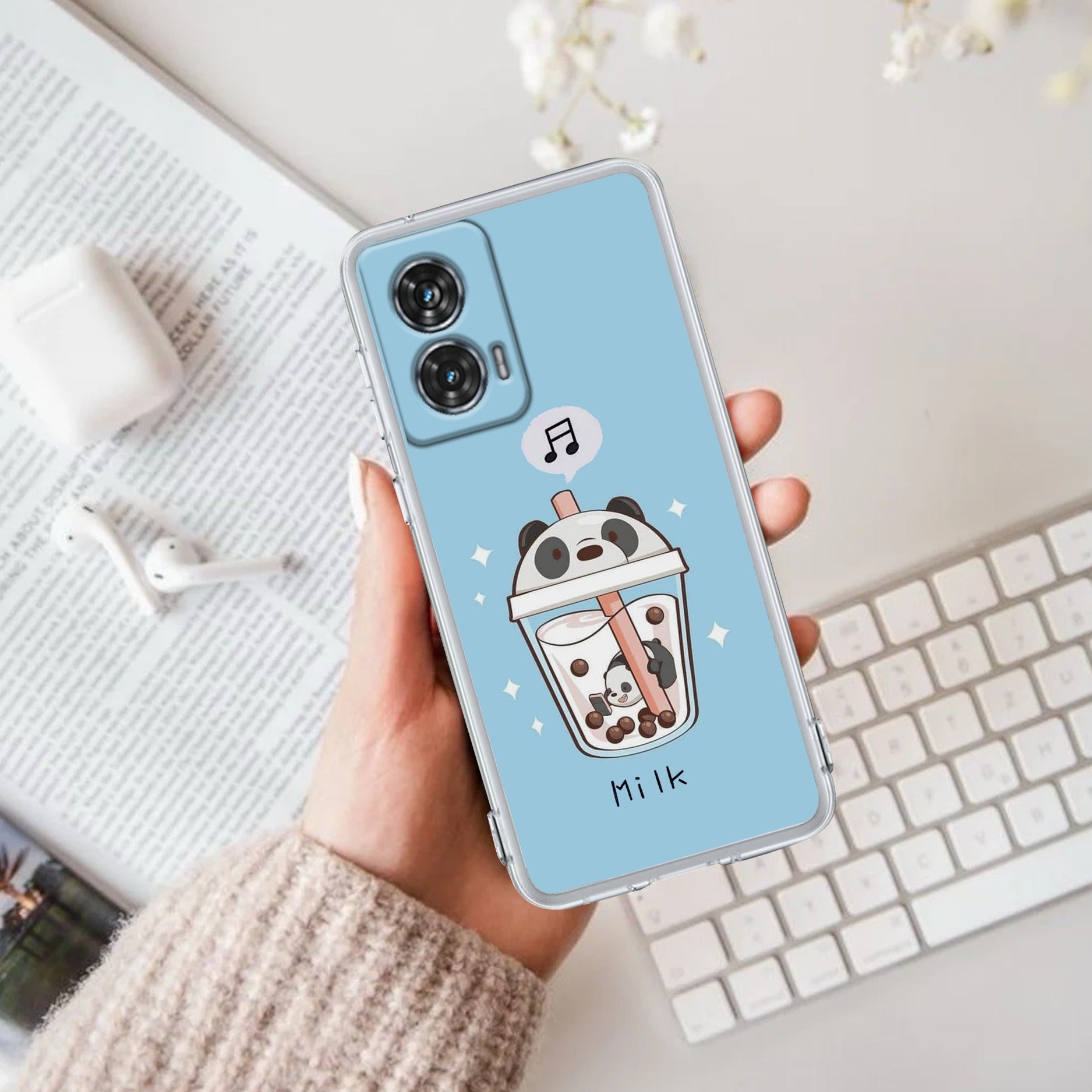 Cartoon Milk Tea We Bare Bears Anti Yellow Case For Motorola G96 5G