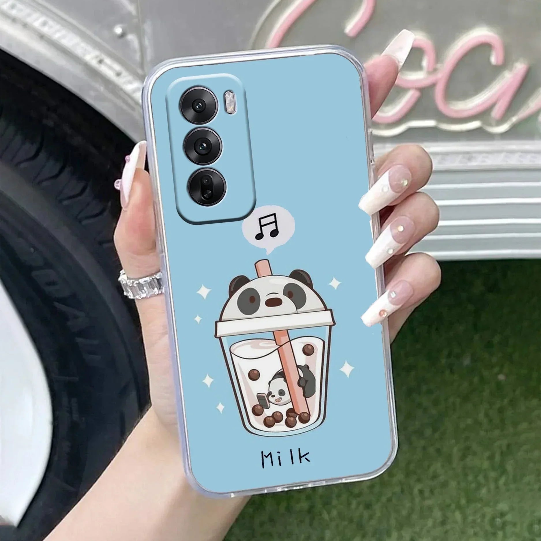 Cartoon Milk Tea We Bare Bears Anti Yellow Case For Oppo Reno 12 Pro 5G