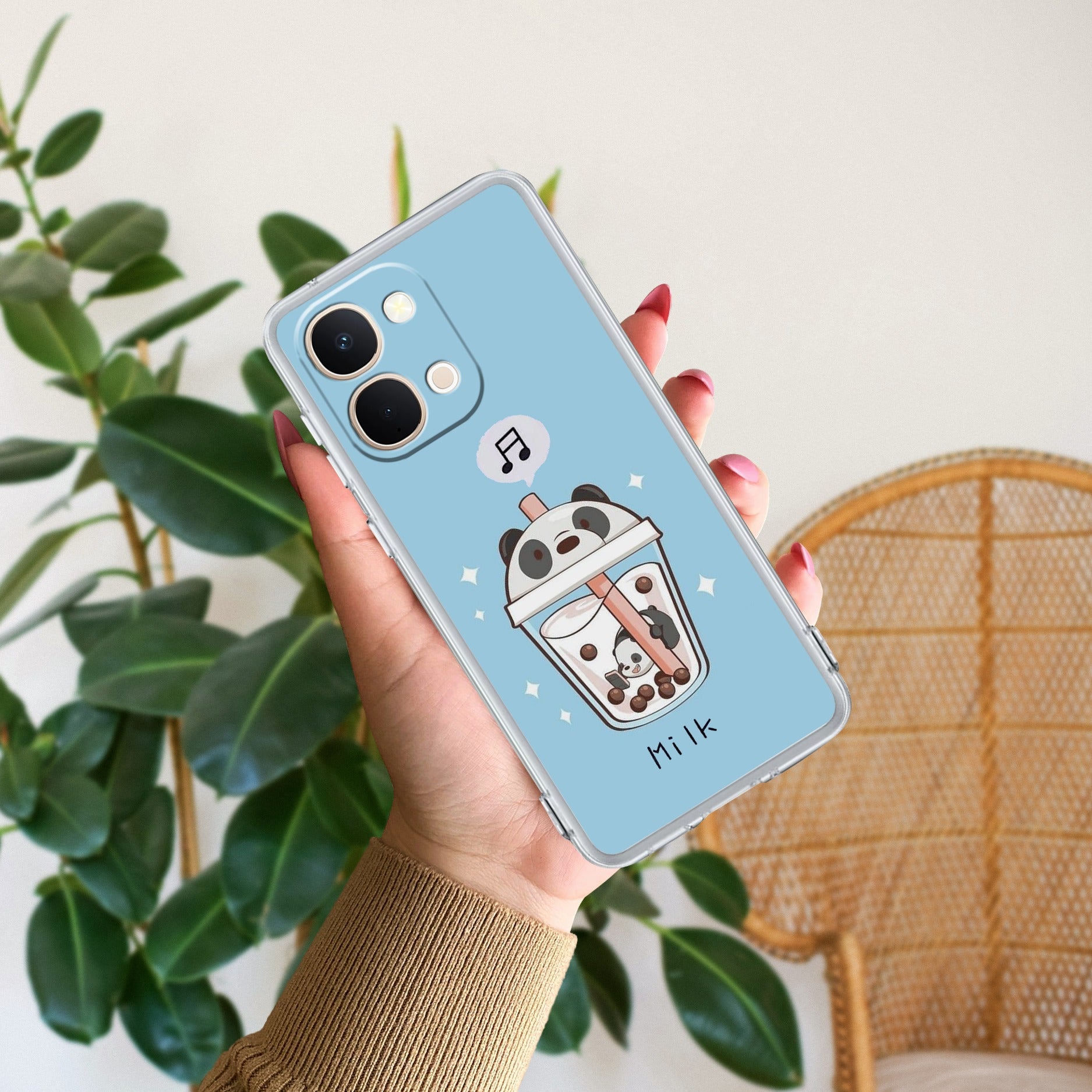 Cartoon Milk Tea We Bare Bears Silicon Case For Vivo T5X 5G