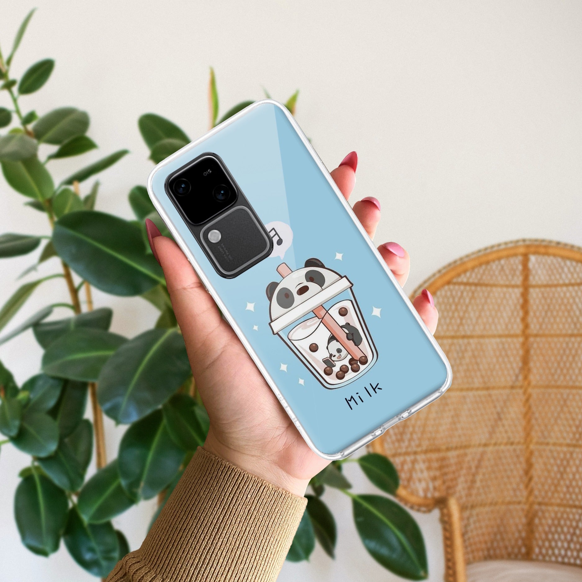 Cartoon Milk Tea We Bare Bears Silicon Case For Vivo V30 5G