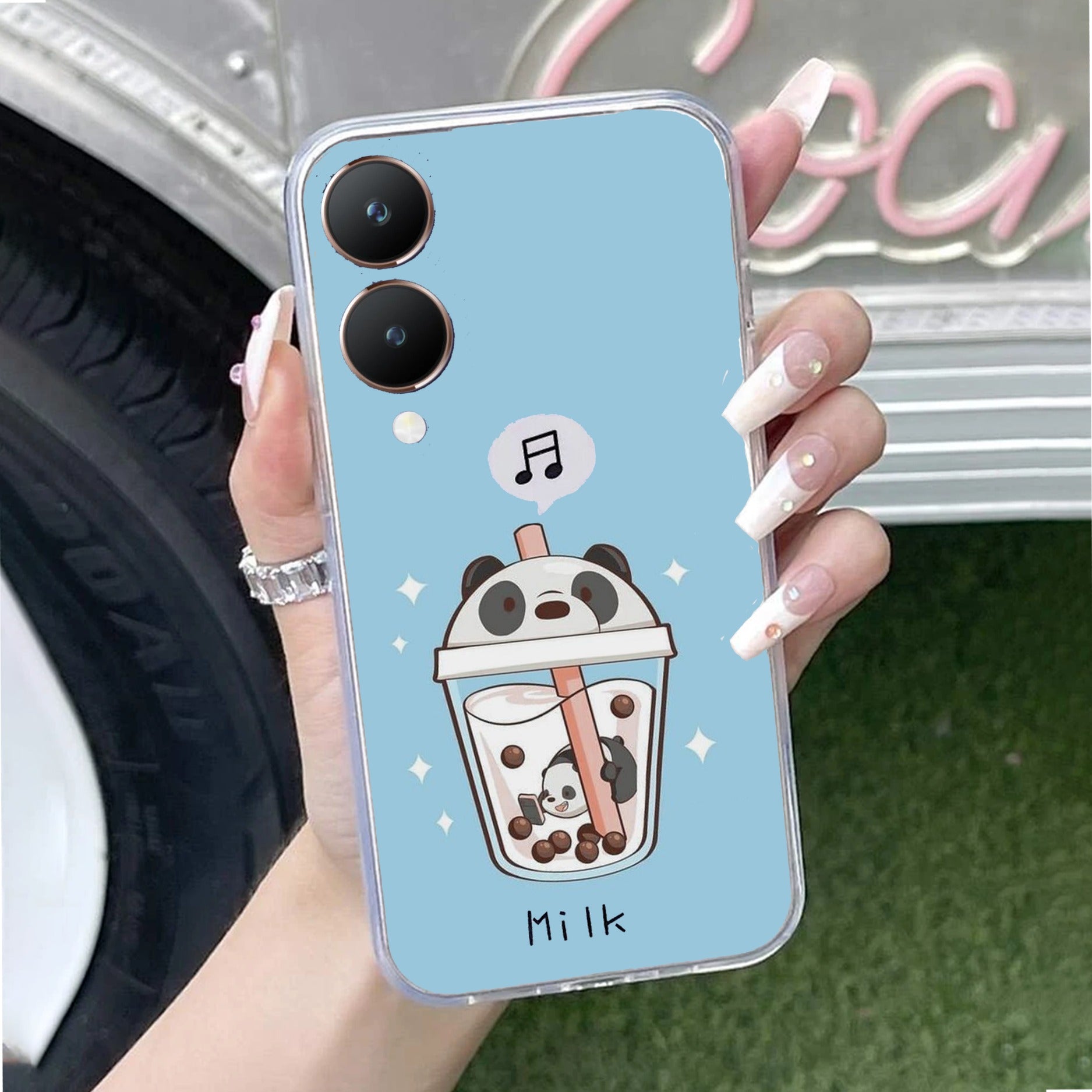 Cartoon Milk Tea We Bare Bears Silicon Case For Vivo Y28 5G