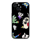 Cartoon Pattern Glass Case Cover For iPhone 15 Plus