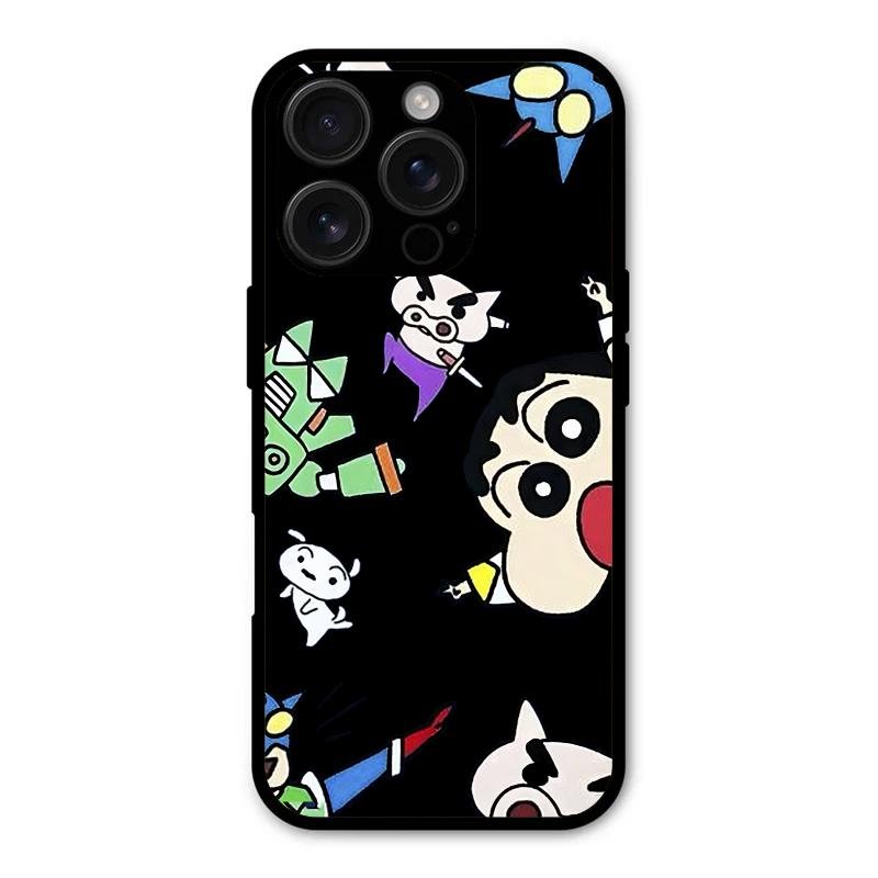 Cartoon Pattern Glass Case Cover For iPhone 16 Pro