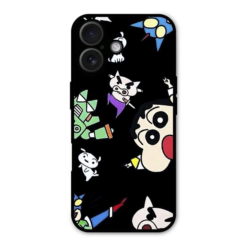 Cartoon Pattern Glass Case Cover For iPhone 16