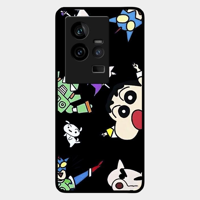 Cartoon Pattern Glass Case Cover For iQOO - ShopOnCliQ