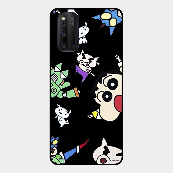 Cartoon Pattern Glass Case Cover For iQOO - ShopOnCliQ