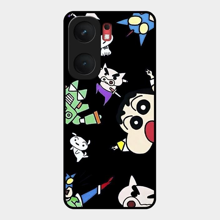 Cartoon Pattern Glass Case Cover For iQOO - ShopOnCliQ