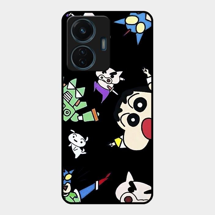 Cartoon Pattern Glass Case Cover For iQOO - ShopOnCliQ