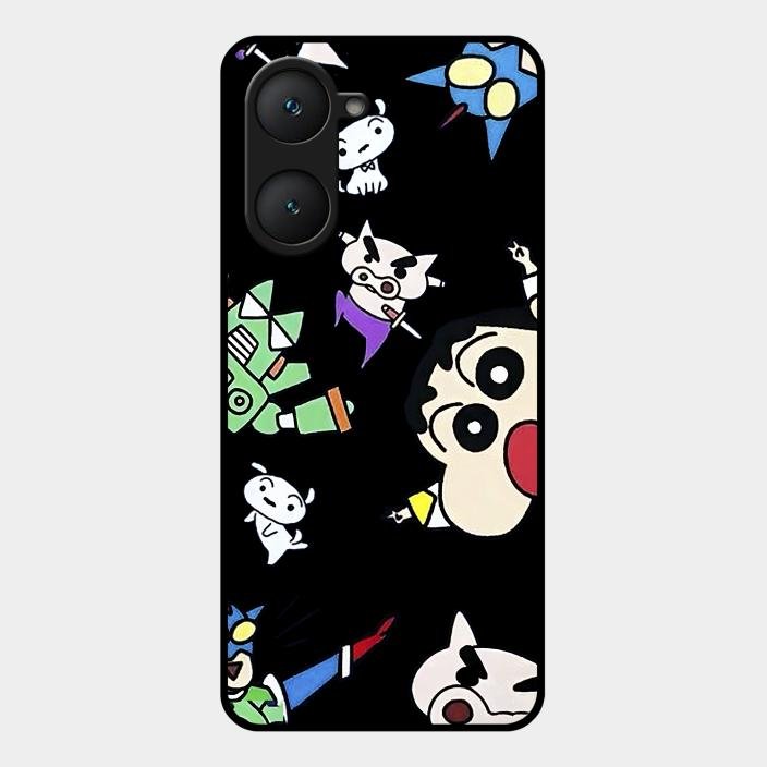 Cartoon Pattern Glass Case Cover For iQOO - ShopOnCliQ