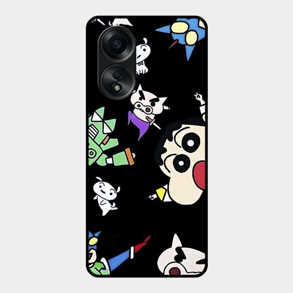 Cartoon Pattern Glass Case Cover For Oppo A58