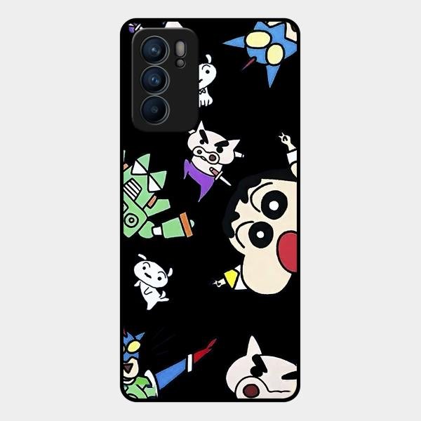 Cartoon Pattern Glass Case Cover For Oppo Reno 6 5G