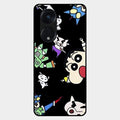 Cartoon Pattern Glass Case Cover For Oppo Reno 8T 5G