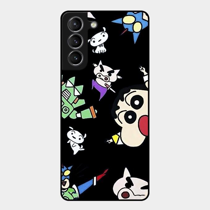 Cartoon Pattern Glass Case Cover For Samsung Galaxy S21 Plus