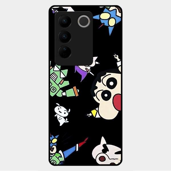 Cartoon Pattern Glass Case Cover For Vivo V27 5G