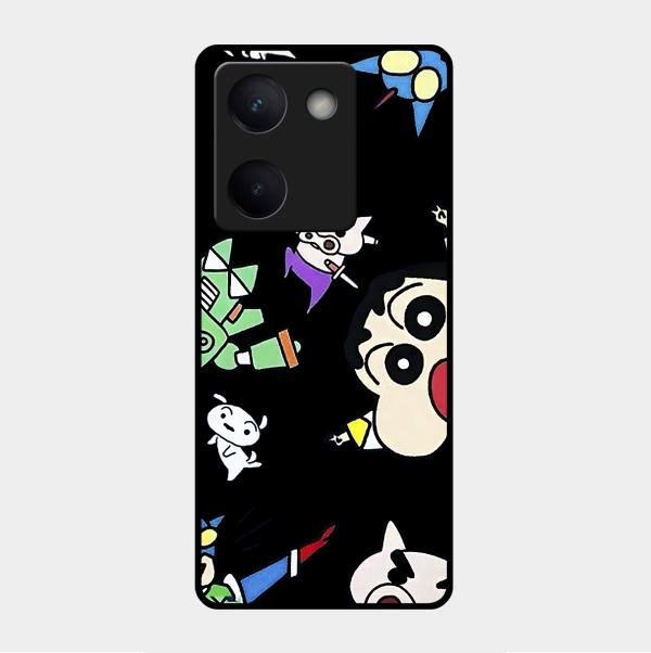 Cartoon Pattern Glass Case Cover For Vivo - ShopOnCliQ