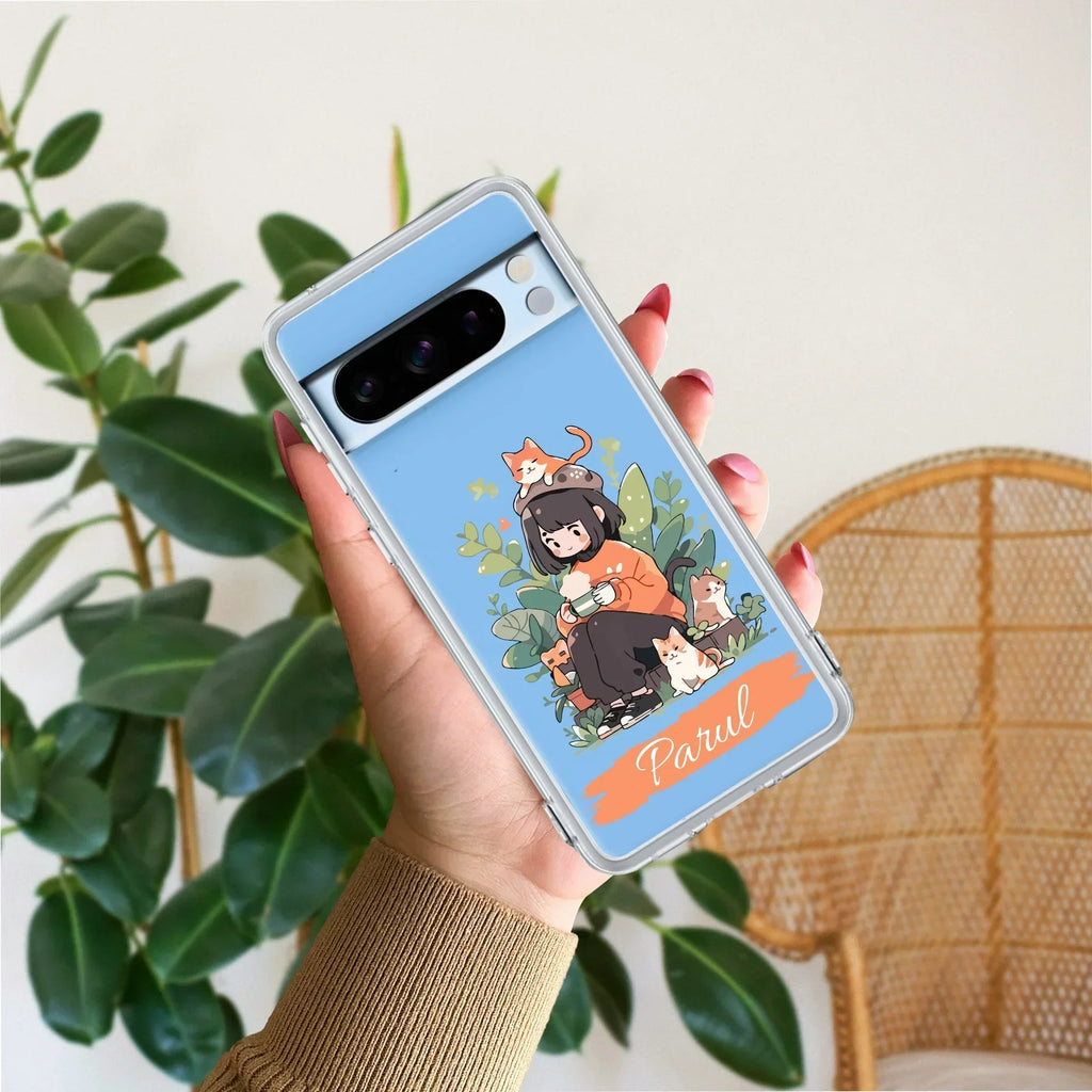 Cat Lover Customize Transparent Silicon Case For Google Pixel 8 Pro 5G