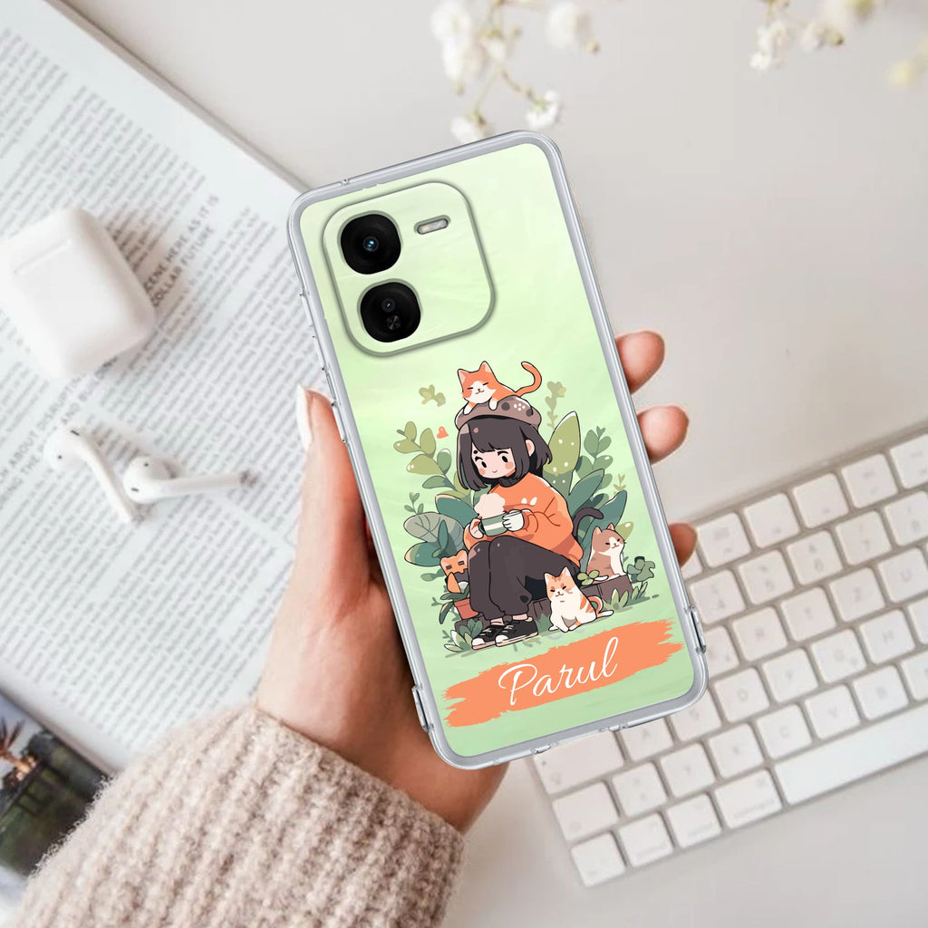 Cat Lover Customize Transparent Silicon Case For iQOO Z9x 5G