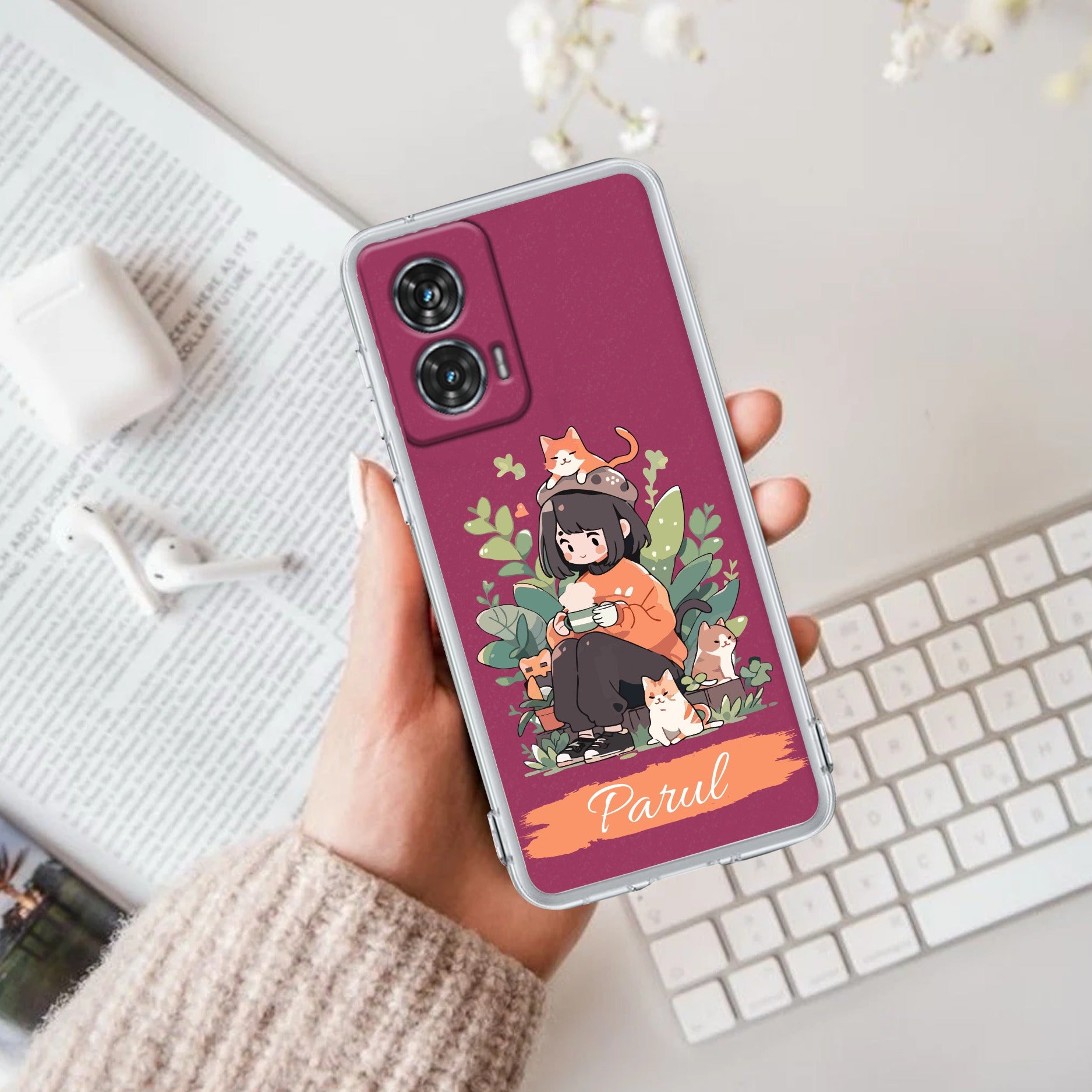 Cat Lover Customize Anti Yellow Case For Motorola G96 5G