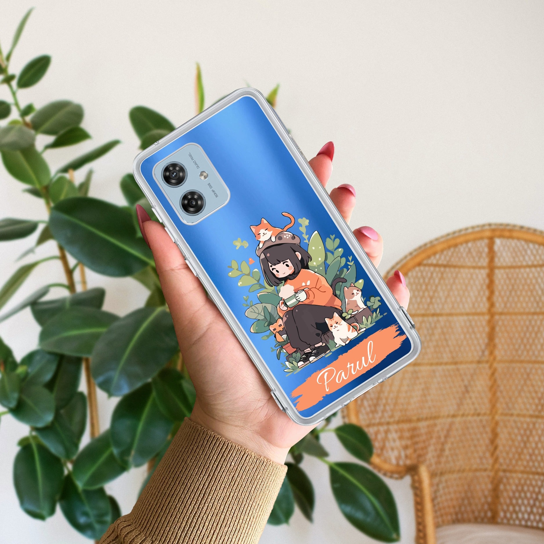 Cat Lover Customize Anti Yellow Case For Motorola G64 5G