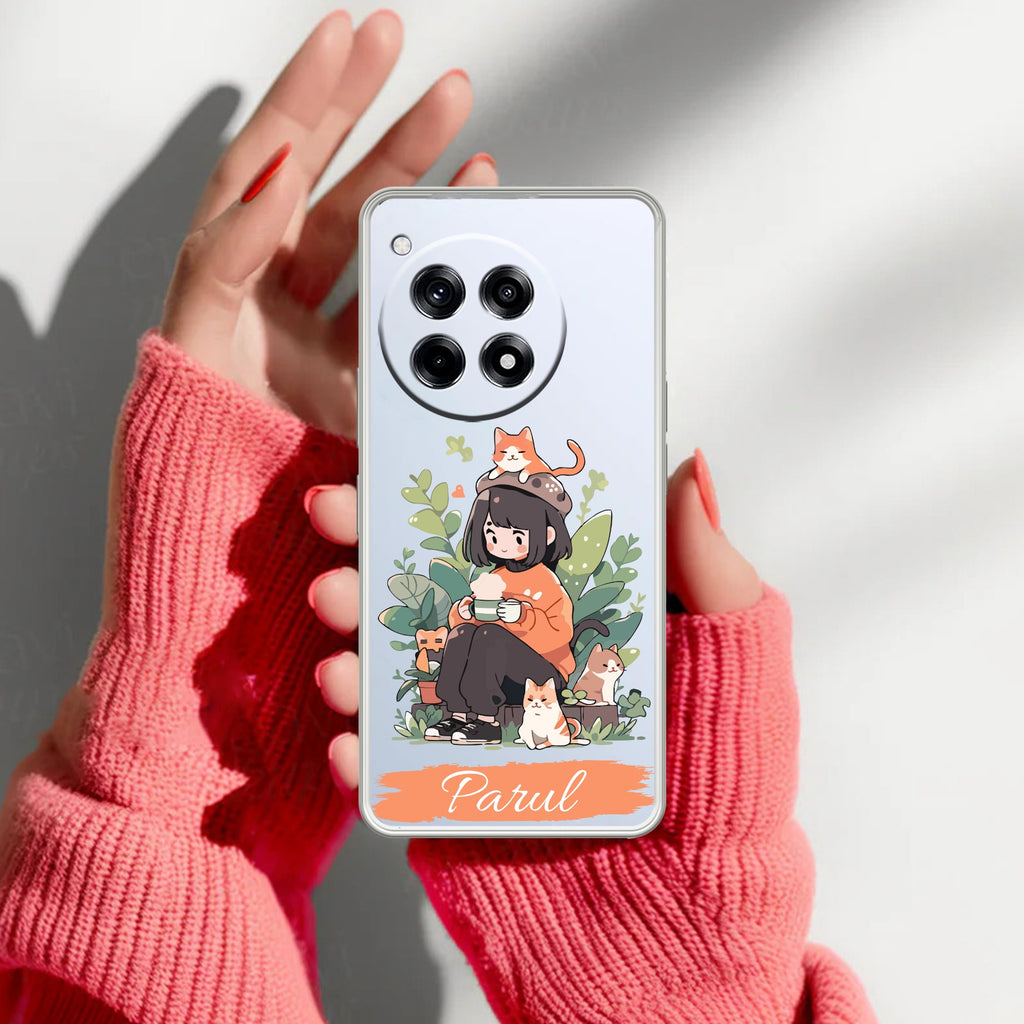 Cat Lover Customize Anti Yellow Case For OnePlus 12R 5G