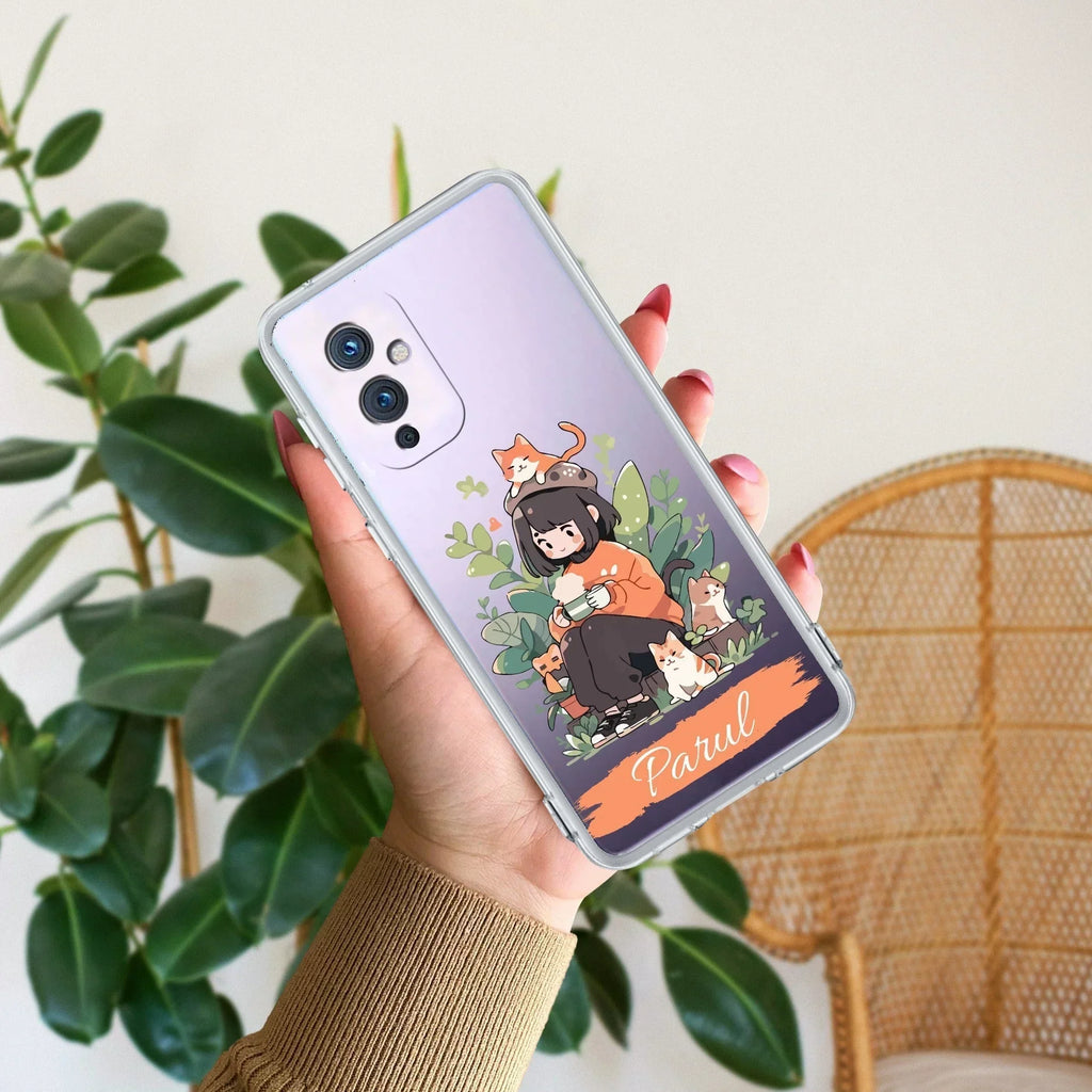 Cat Lover Customize Anti Yellow Case For OnePlus 9