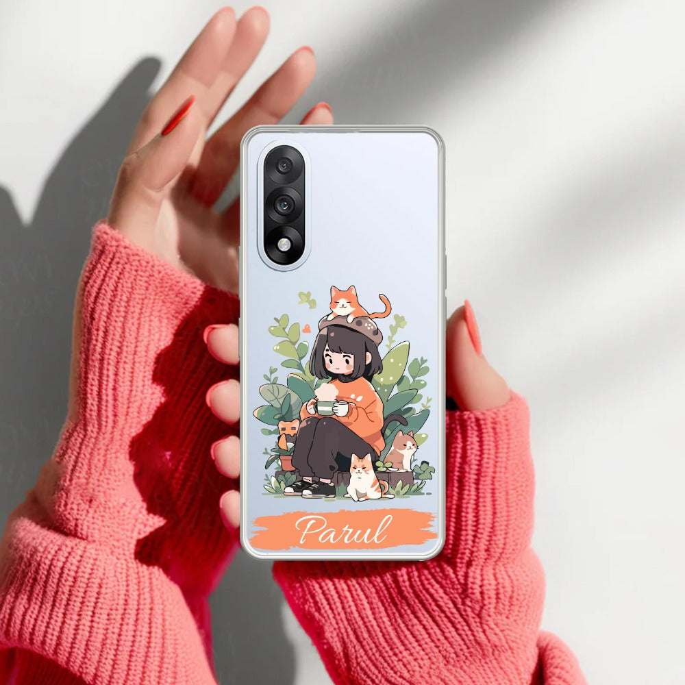 Cat Lover Customize Transparent Silicon Case For OnePlus