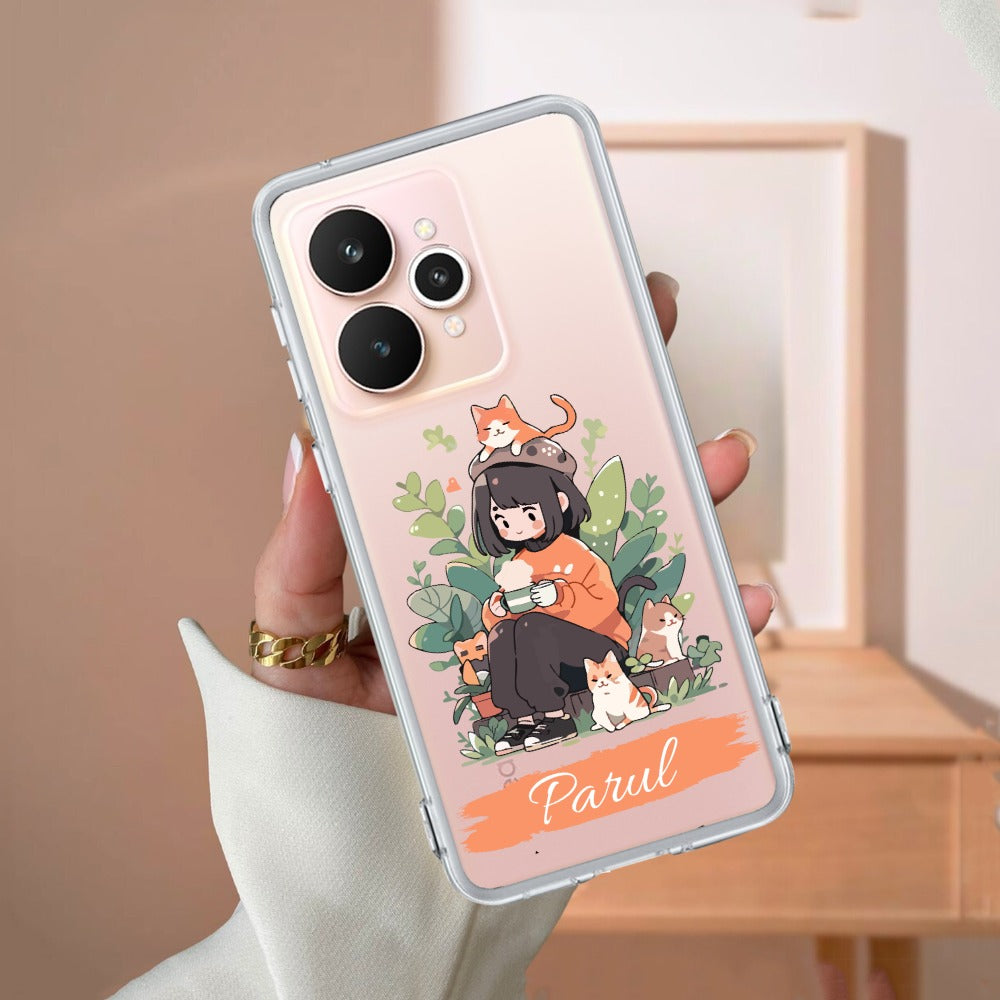 Cat Lover Customize Transparent Silicon Case For Realme/Narzo