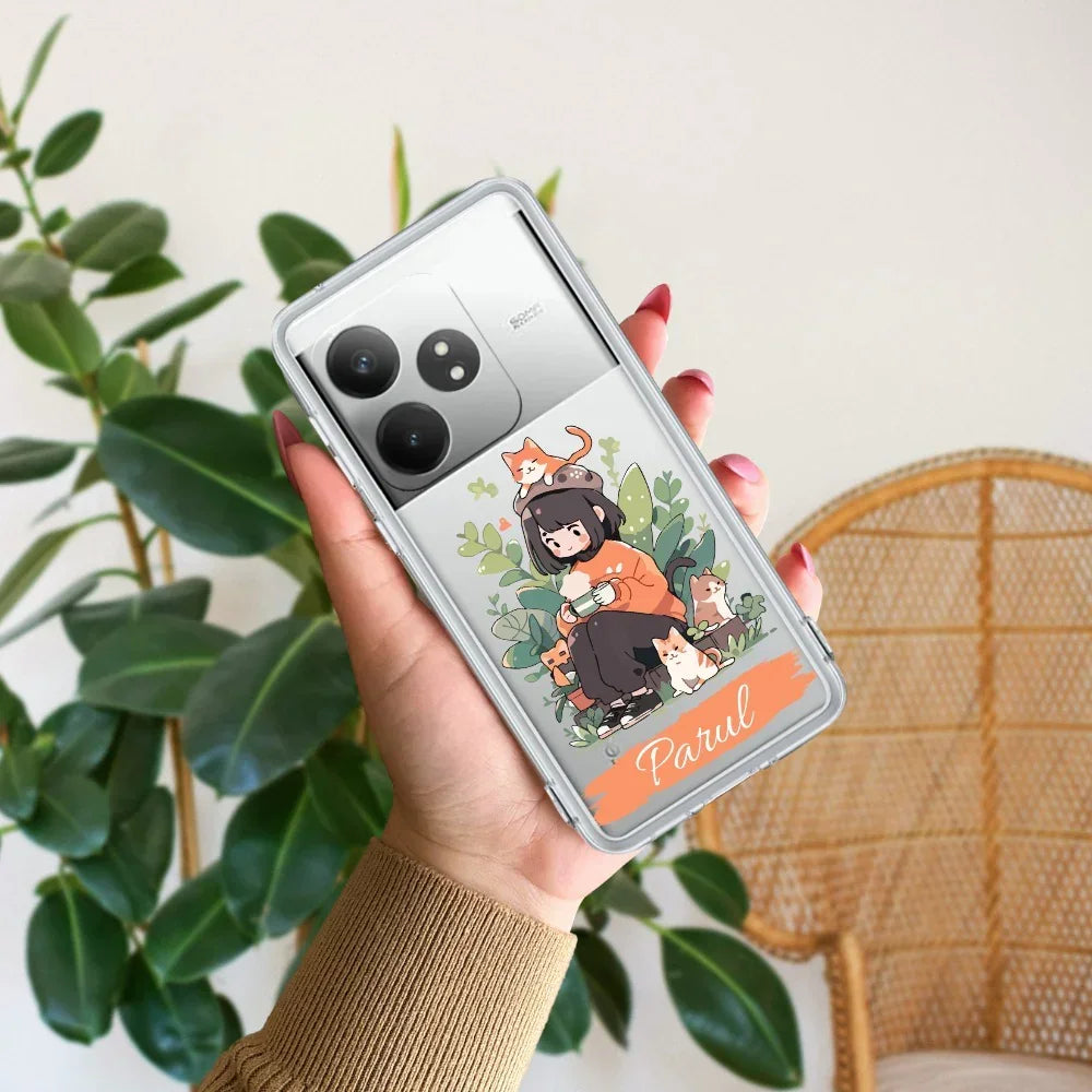 Cat Lover Customize Anti Yelllow Case For Realme GT 6T 5G