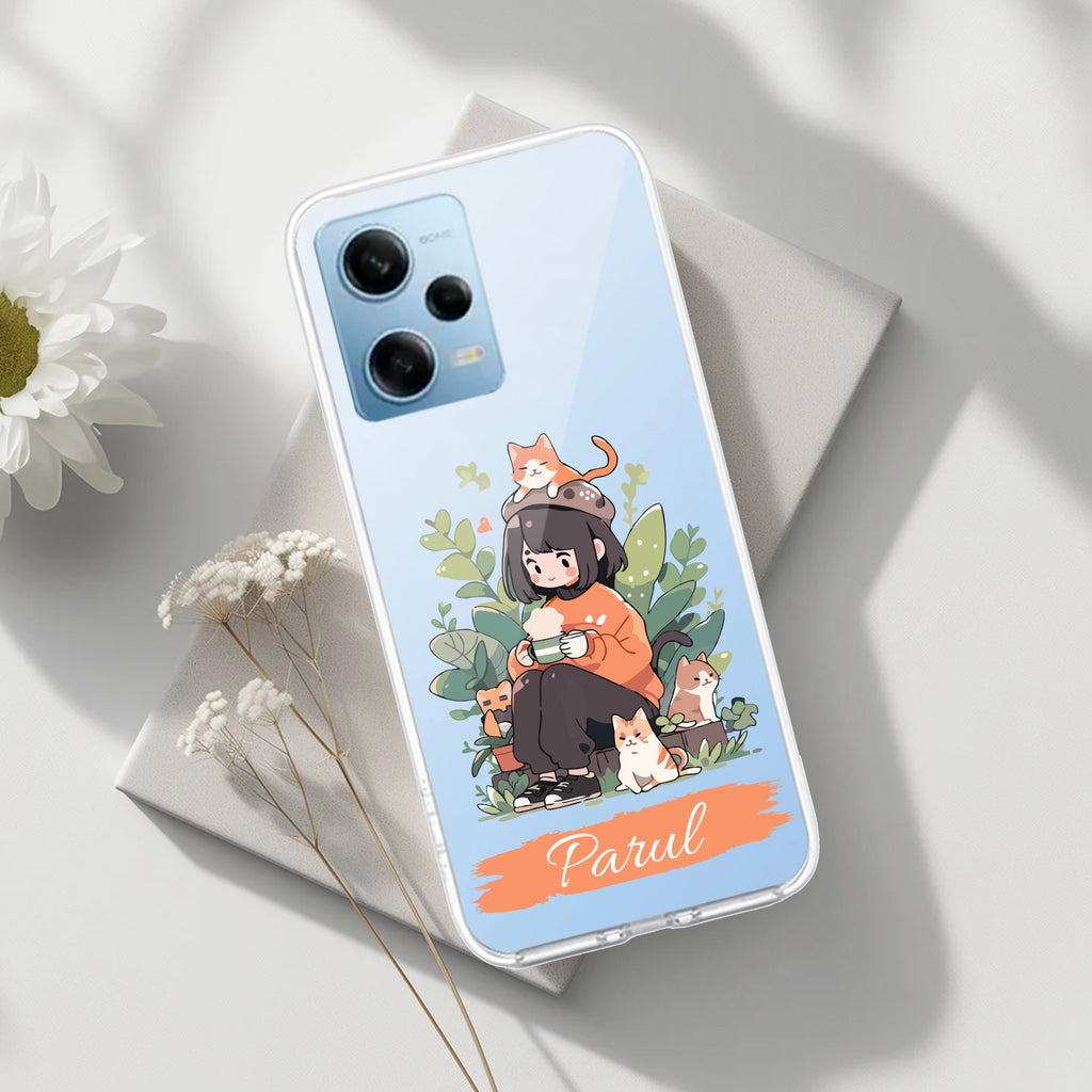Cat Lover Customize Transparent Silicon Case For Redmi Note 12 5G