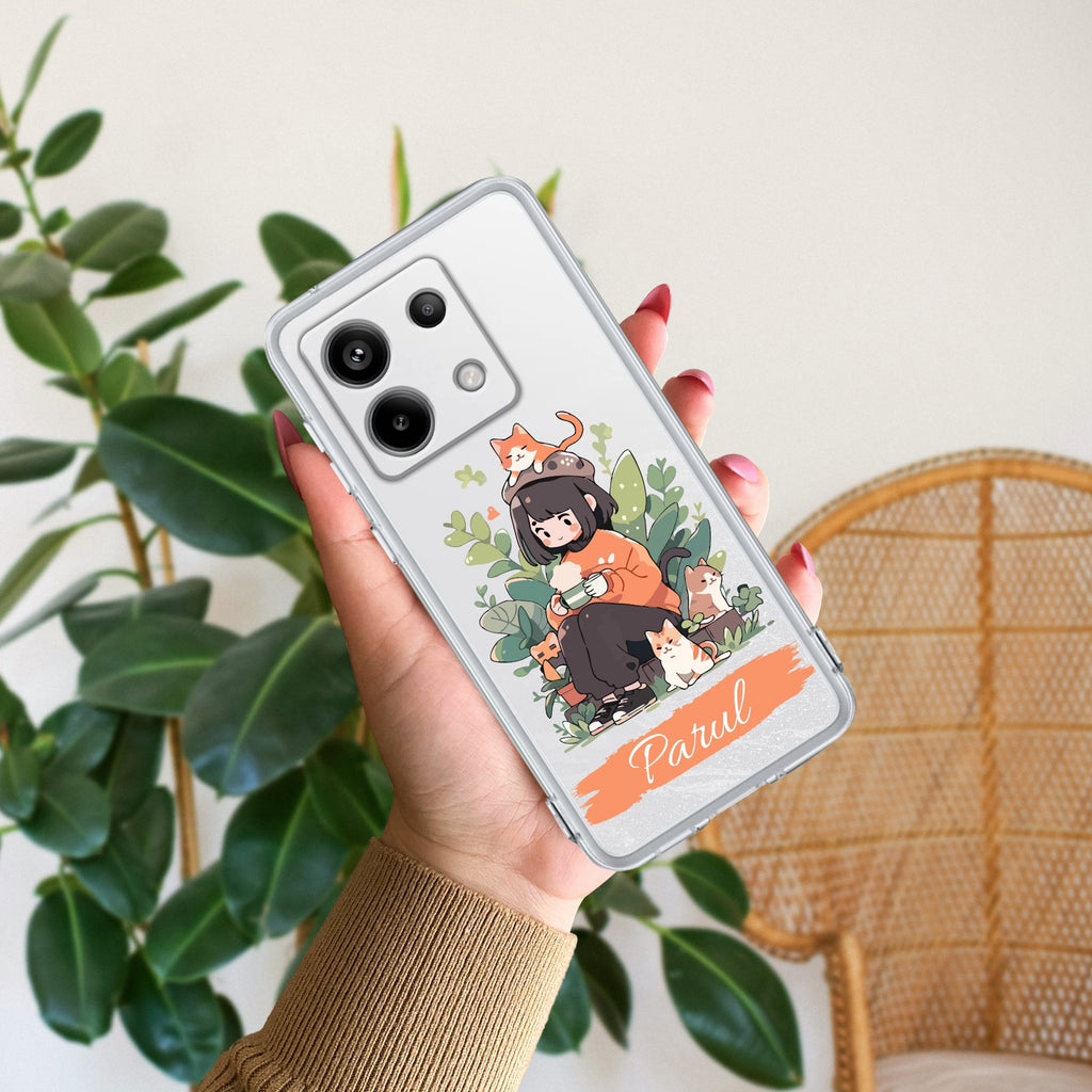 Cat Lover Customize Transparent Silicon Case For Redmi Note 13 5G