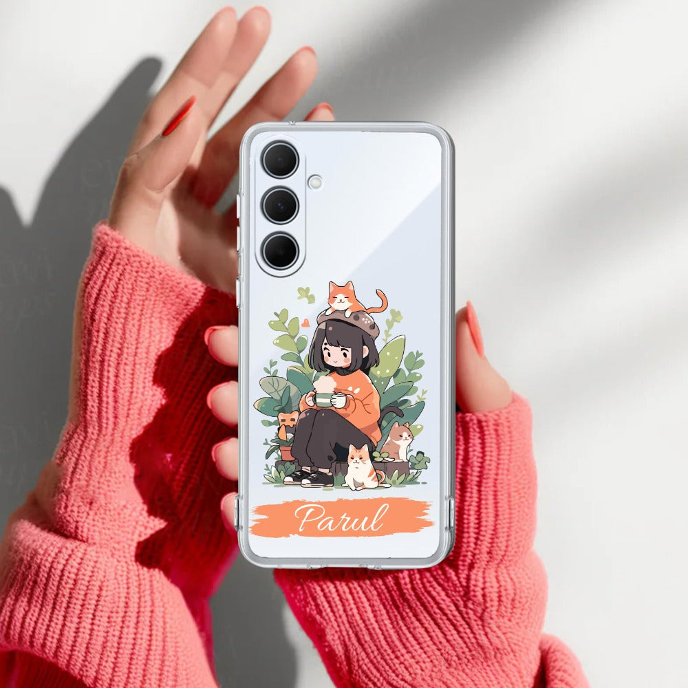 Cat Lover Customize Transparent Silicon Case For Samsung
