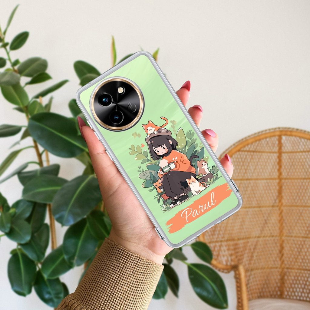 Cat Lover Customize Transparent Silicon Case For Vivo T3X 5G
