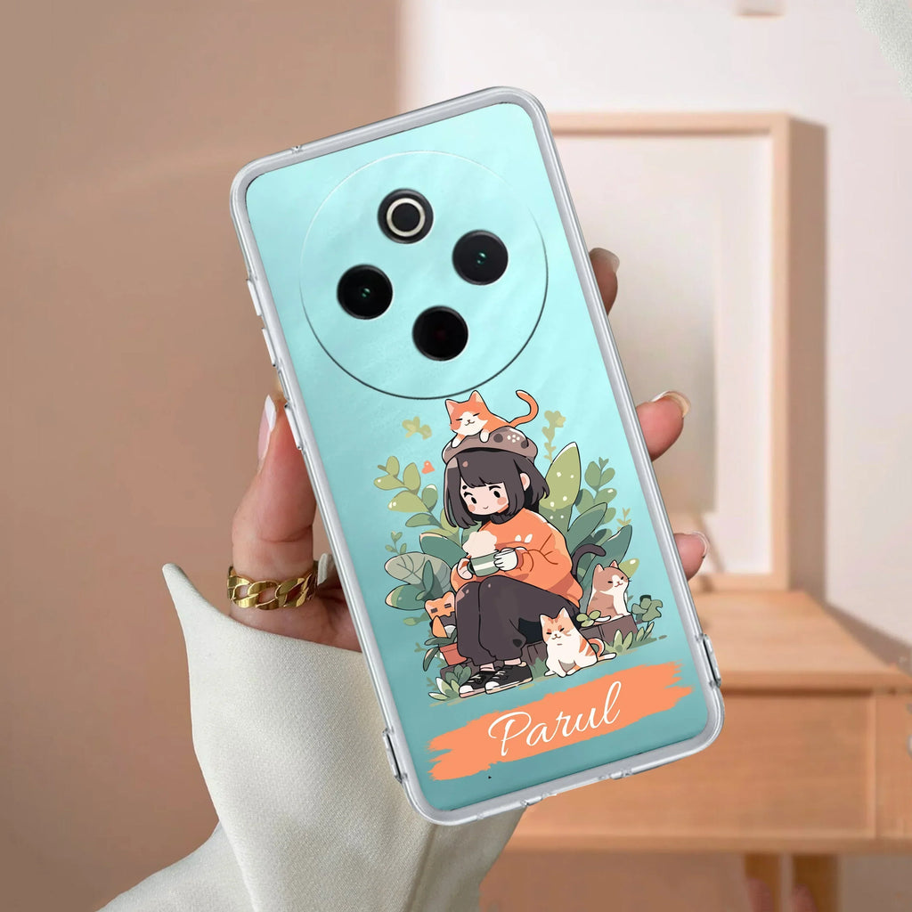 Cat Lover Customize Transparent Silicon Case For Vivo Y58 5G