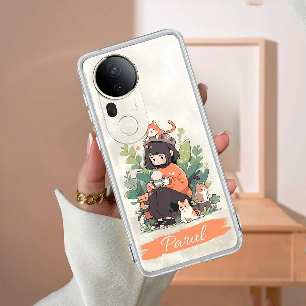 Cat Lover Customize Transparent Silicon Case For Vivo V20 SE