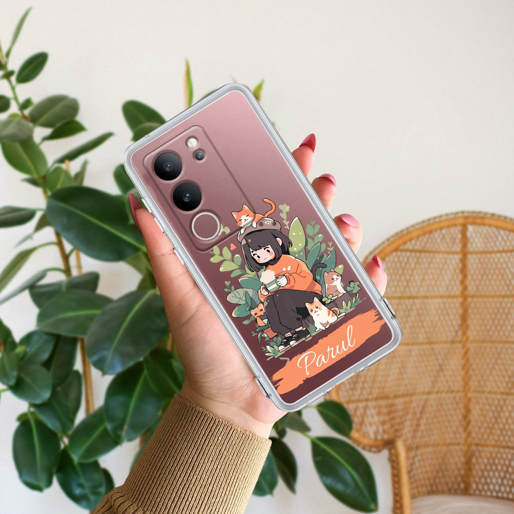 Cat Lover Customize Transparent Silicon Case For Vivo V29 5G