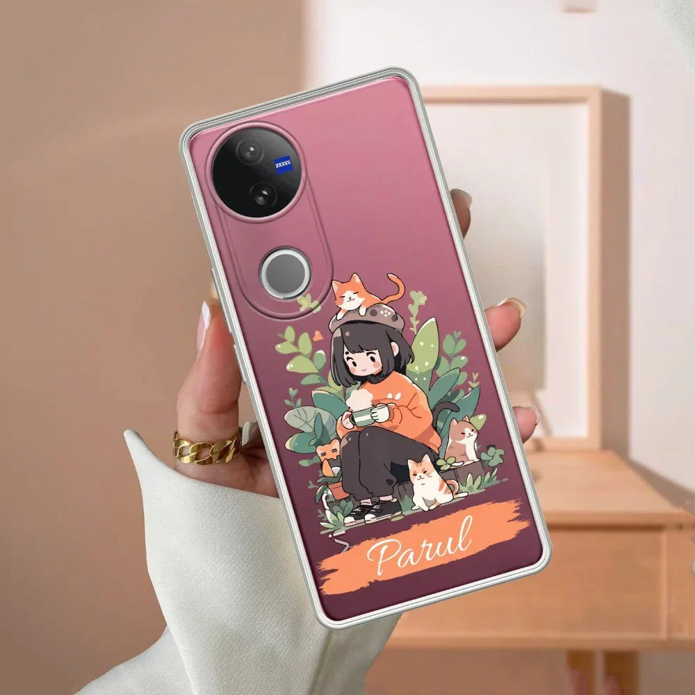 Cat Lover Customize Transparent Silicon Case For Vivo Y18 / Y18i