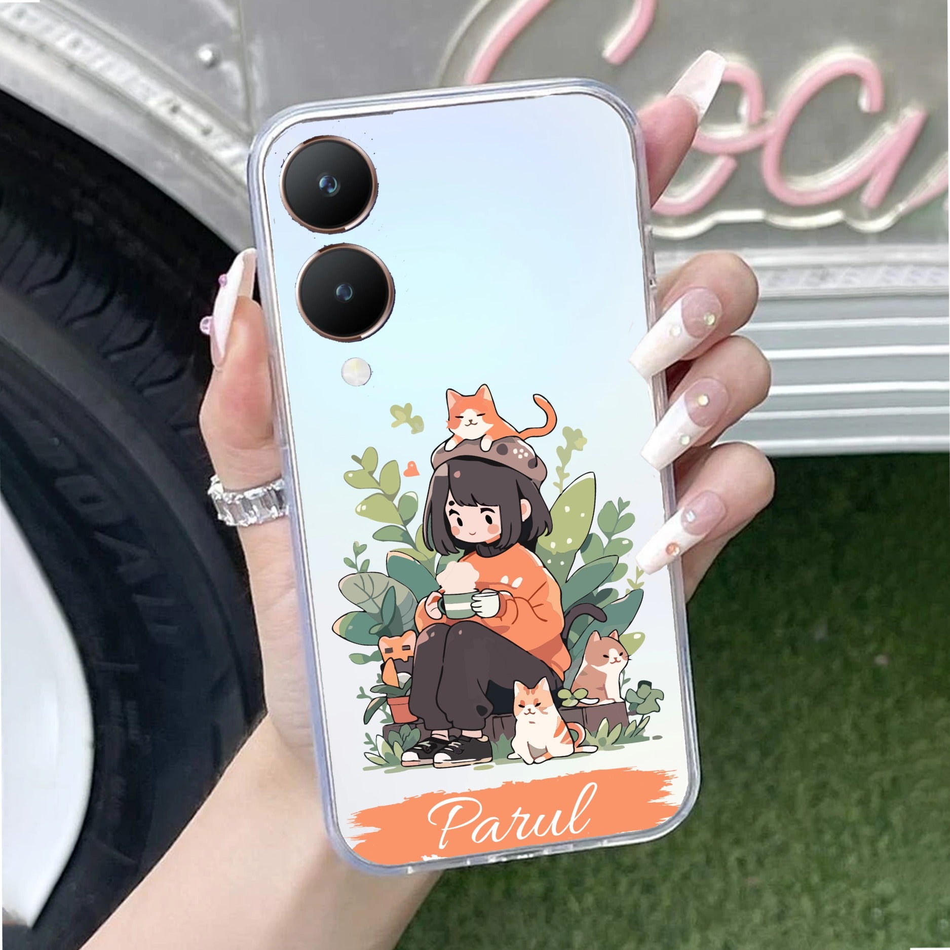 Cat Lover Customize Transparent Silicon Case For Vivo Y28 5G