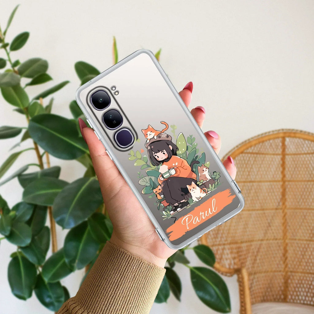 Cat Lover Customize Transparent Silicon Case For Vivo Y39 5G