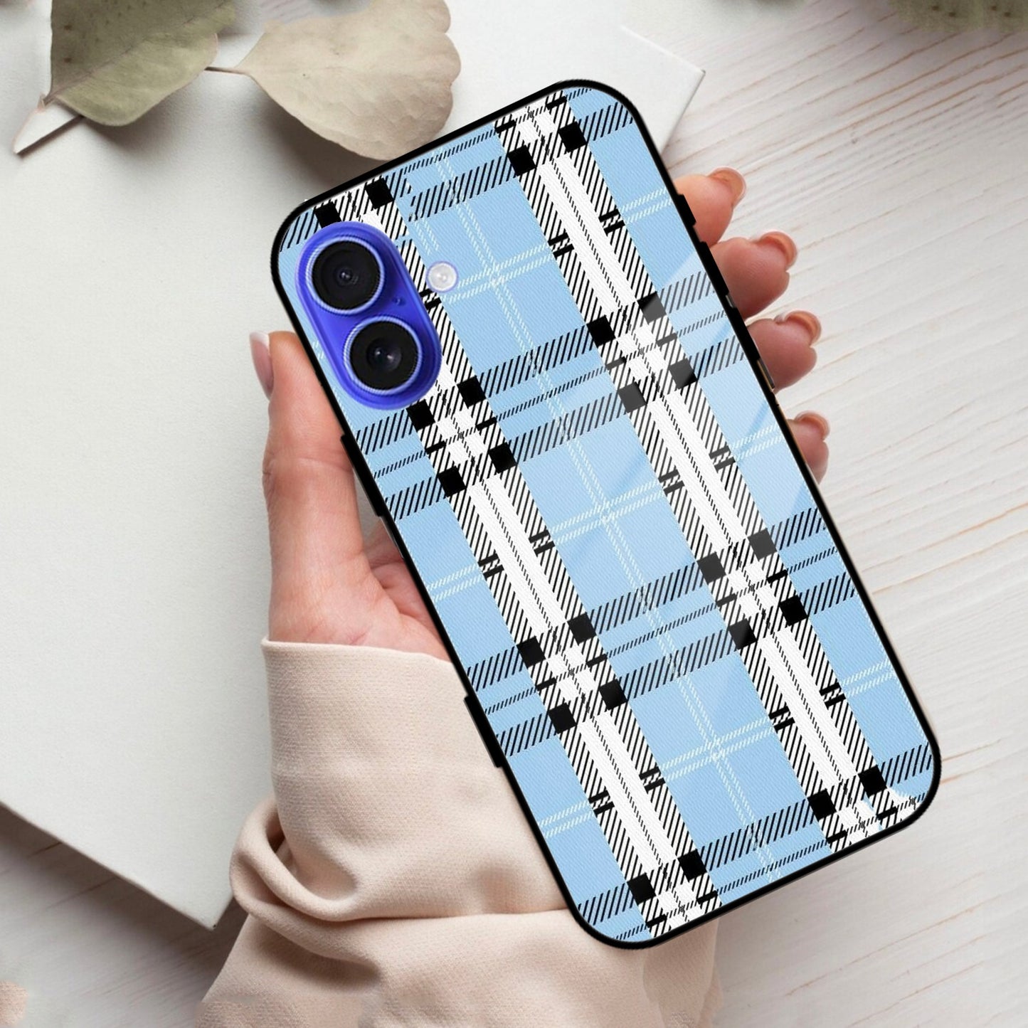 Check Glass Phone Case Cover For iPhone