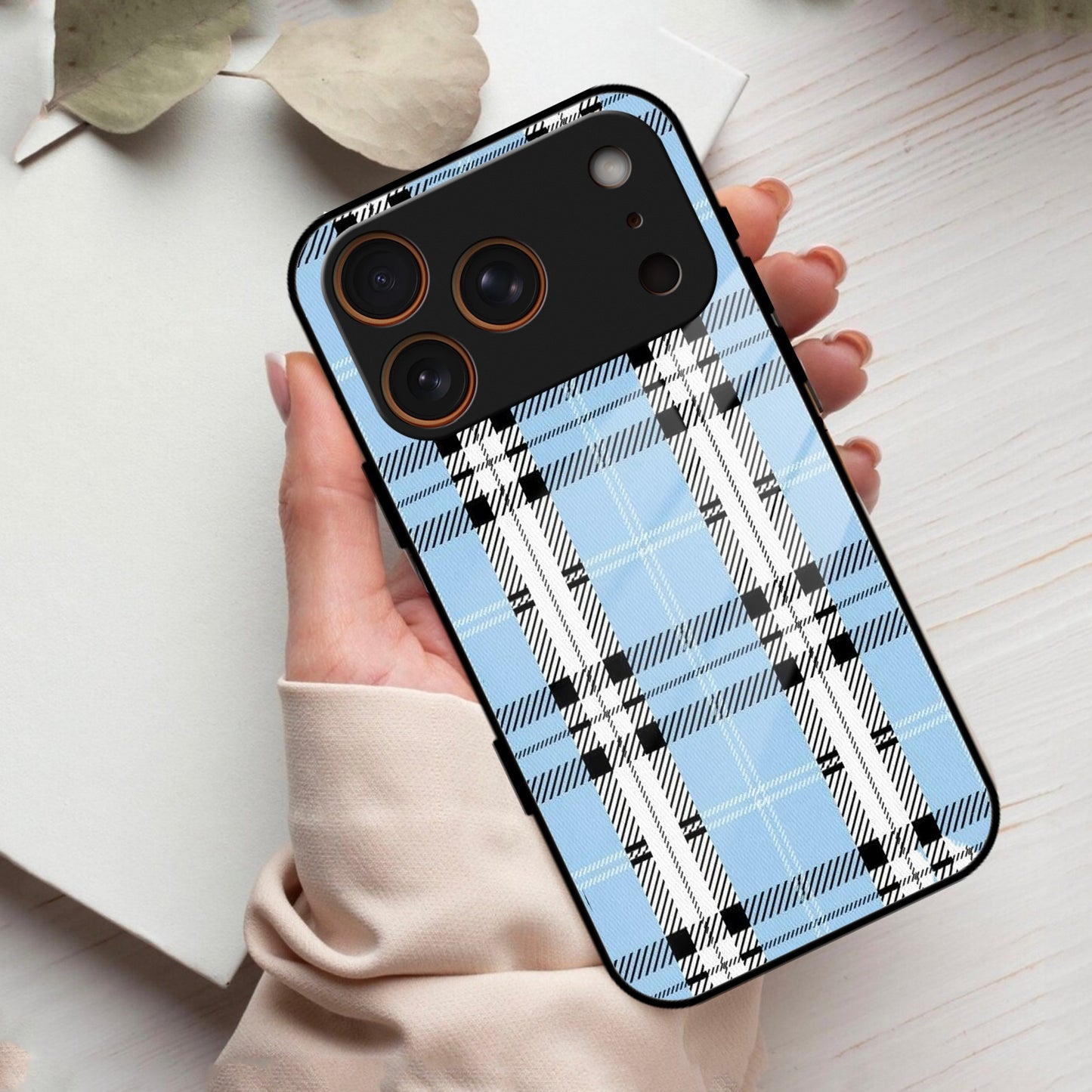 Check Glass Phone Case Cover For iPhone