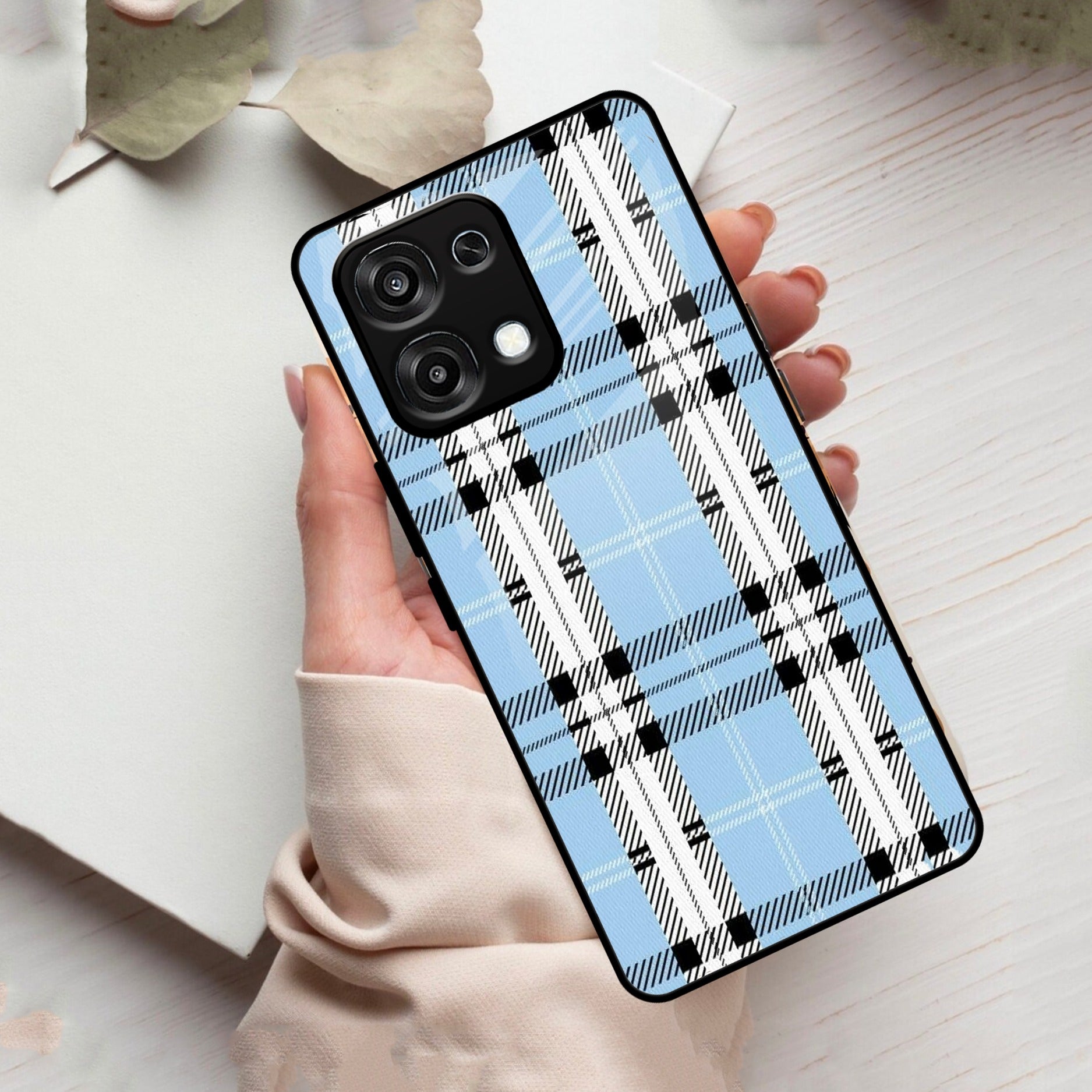 Check Glass Phone Case And Cover For Oppo