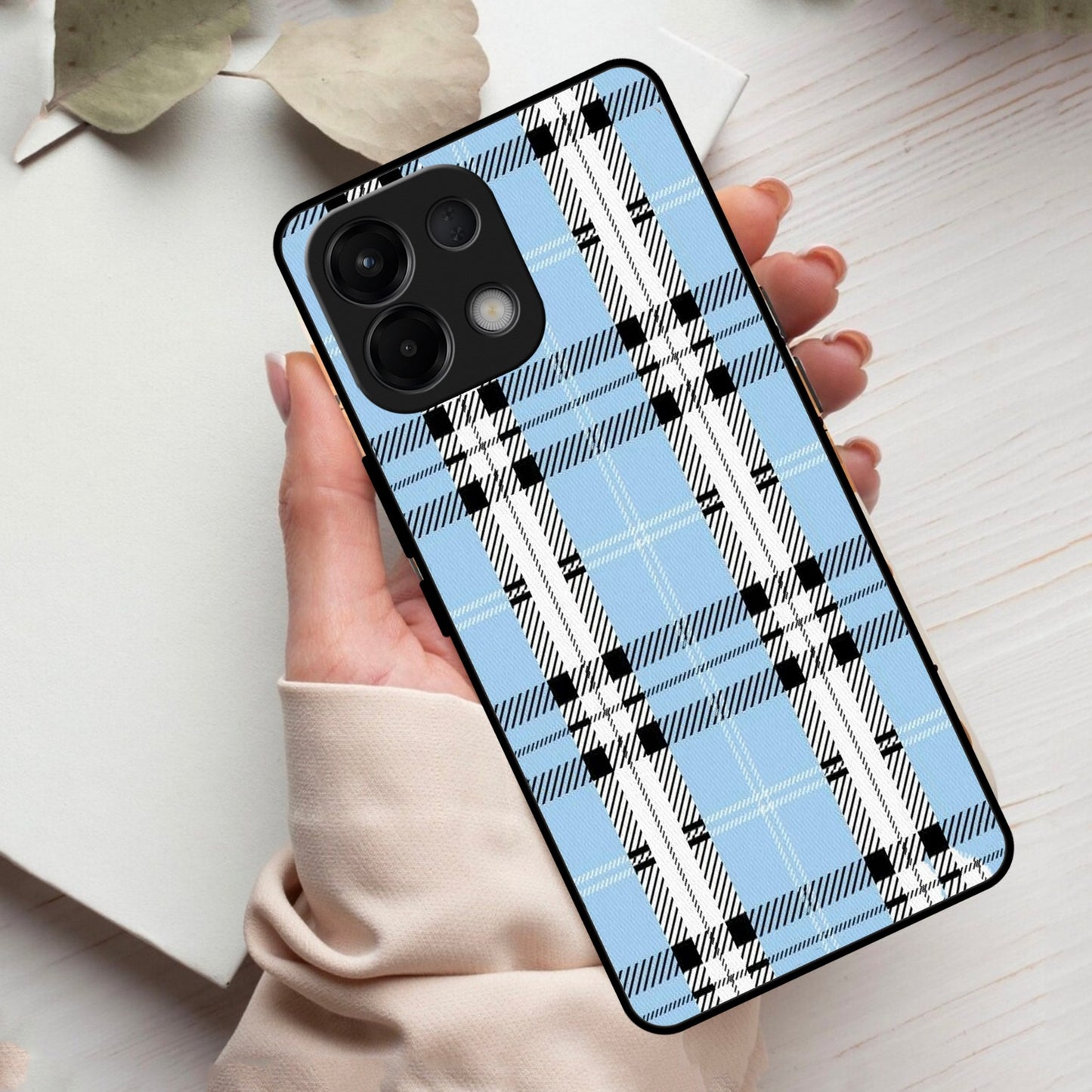 Check Glass Phone Case And Cover For Oppo