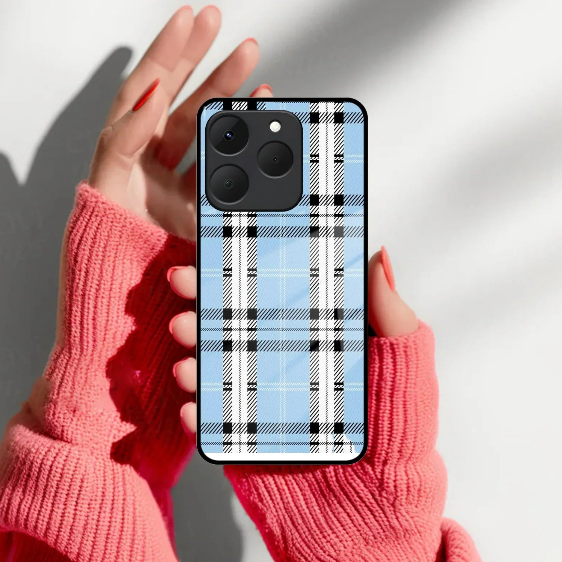 Cute Blue Smiley Multicolor Glass Case For Realme/Narzo